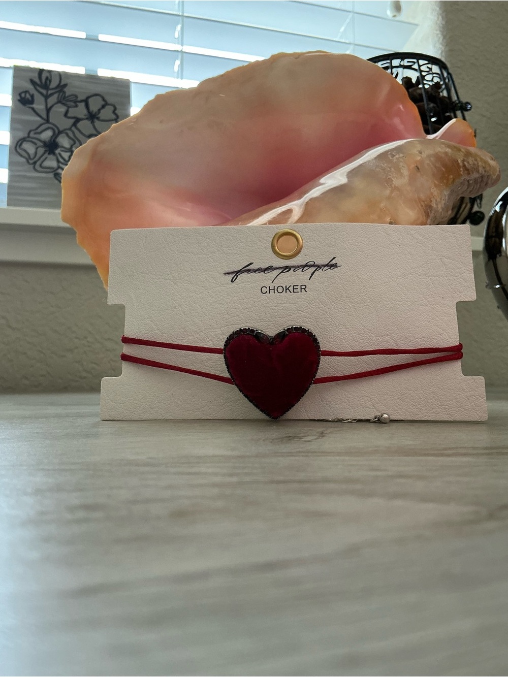 Free People Red Heart Velvet Choker